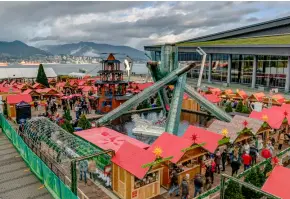  ??  ?? Christmas Market at Jack Poole Plaza - Olympic Caldron