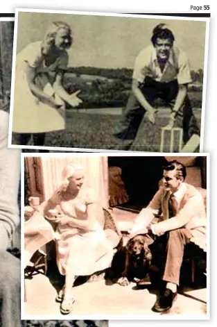  ??  ?? Before the split: Roger Moore with first wife Doorn in pictures found in the laundry box (inset left). Top, the couple play cricket