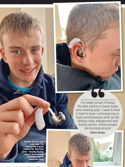  ?? ?? Gethin Davies can now hear his favourite tracks clearly for the first time – thanks to the latest technology available within Swansea Bay.