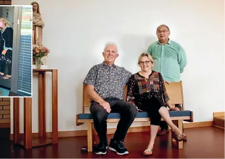  ?? MATTHEW MARTIN/STUFF ?? Phil Laws, left, Lynelle Laws and Monsignor Trevor Murray are part of the Taupō Churches Community Support Hub.