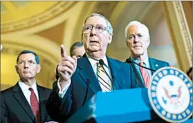  ?? EVAN VUCCI/AP ?? Senate Majority Leader Sen. Mitch McConnell, R-Ky., on Tuesday defended his decision to insist the sex-traffickin­g bill be resolved before nominee Loretta Lynch could get a vote.