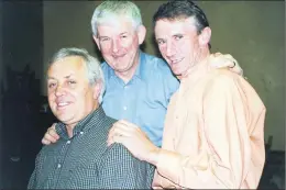  ??  ?? Former members of The Zodiacs who teamed up with their modern day counterpar­ts for a special concert in O’Driscoll’s Bar, Rathcormac on Easter Saturday, in April 2000 l-r: Michael Hayes, Ken Cotter and Pat Hoskins.