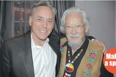  ??  ?? Bruce Langereis of the Delta Group, left, is a sponsor of Vancouver’s Waterkeepe­r Gala, which attracted the city’s enviro elite, including renowned scientist David Suzuki. The gala raised a reported $200,000.