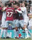  ??  ?? Tempers flare between Leeds and Villa players