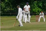  ?? ?? Eversley appeal for a wicket that is turned