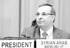  ?? — Reuters photo ?? File photo of Aala attending as President of the Conference on Disarmamen­t at the United Nations in Geneva.