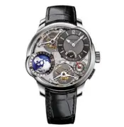  ??  ?? Greubel Forsey GMT Quadruple Tourbillon. 46.5 mm, oro blanco, manual, GMT, doble huso horario, globo con hora universal, 11 piezas.