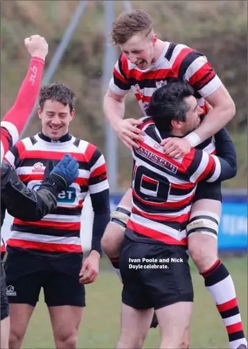  ??  ?? Ivan Poole and Nick Doyle celebrate.