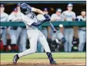  ?? John Hefti / Associated Press ?? UConn’s Korey Morton hits a home run against Stanford in their NCAA tournament super regional game June 11.