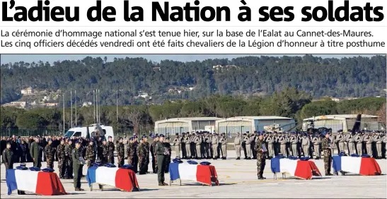  ?? (Photos Dominique Leriche) ?? La ministre, à l’issue d’un discours fort et poignant, a décoré les cinq militaires de la Légion d’honneur, au rang de chevalier.