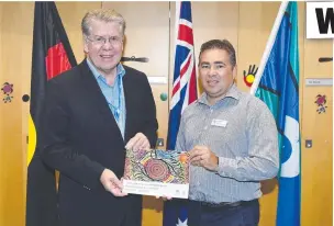  ??  ?? Townsville Hospital and Health Service Board chair Tony Mooney and Aboriginal and Torres Strait Islander Health executive director Dallas Leon.