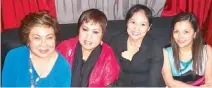  ??  ?? Marily Orosa, Lorna Kapunan, Kathy Orda and Weng Angeles