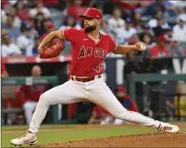  ?? PHOTO BY PAUL RODRIGUEZ ?? Angels starter Patrick Sandoval gave up seven hits and three walks in 42/3 innings.