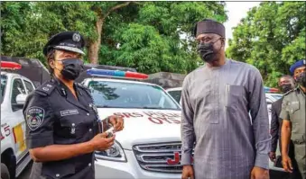  ??  ?? Donation of nine operationa­l vehicles to the Oyo State Security Joint Force as part of efforts to secure the state's entry-exit points