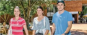  ??  ?? Taking a stroll on campus are (from left) Claudia Maiore, Lillian McCosker and Mitch Bourke.