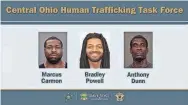  ?? STATE OF OHIO ?? Three Columbus men who were indicted by a Franklin County grand jury for human traffickin­g of addicted women for prostituti­on have all pleaded guilty to some charges. Two of them have been sentenced, including accused ringleader Marcus Carmon.