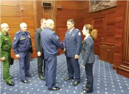  ?? (IDF) ?? ISRAEL AIR FORCE Commander Maj.-Gen. Amikam Norkin (second right) meets with senior Russian officials in Moscow yesterday.