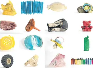  ?? Picture: Getty Images. ?? A composite image of discarded items found on the shore of the Thames Estuary on January 2.