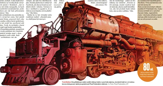  ??  ?? TrainStati­on Hra přitáhla po celém světě miliony hráčů. Lze ji hrát zdarma, nicméně hráči si v ní mohou leccos dokupovat, takže je společnost Pixel Federation zisková. 2 x Foto: Pixel Federation, EY