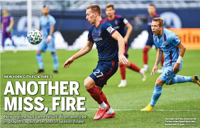  ?? CHICAGO FIRE FC ?? One bright spot this season for the Fire was striker Robert Beric, who finished with 12 goals.