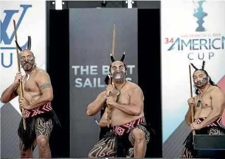  ??  ?? A Ma¯ori kapa haka group entertains at the America’s Cup opening ceremony in San Francisco in July 2013.