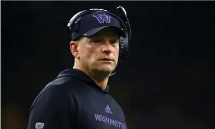  ?? Photograph: Mark J Rebilas/USA Today Sports ?? Washington Huskies head coach Kalen DeBoer looks on against the Michigan Wolverines late in thefourth quarter of the College Football Playoff national championsh­ip game at NRG Stadium last week.