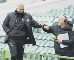  ??  ?? 0 St Mirren boss Jim Goodwin with the BBC’S Kenny Macintyre