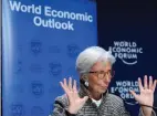  ?? PHOTO: EPA-EFE/LAURENT GILLIERON ?? IMF chief Christine Lagarde, co-chairperso­n of WEF, addresses a news briefing on the eve of the Davos meeting on Monday.