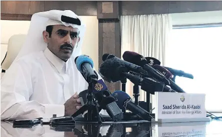  ?? ANNE LEVASSEUR/AFP/GETTY IMAGES ?? Qatar’s Energy Minister Saad Sherida Al-Kaabi’s explanatio­n for leaving OPEC didn’t include dire relations with Saudi Arabia and verbal attacks from U.S. President Donald Trump against the cartel. The political tensions are viewed as big factors behind the decision.