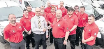  ?? John Hopkins ?? Daren Hayes, operations manager, Heroes4Hir­e-Handymen; Conah Smith; Lee Coburn; Paul Gee, branch manager, Northgate Vehicle Hire, Runcorn; Paul Greenhalgh; Michael Dunkerley-Edwards; Craig Denton; Craig Wood; Nigel Blanchard, CEO and founder of...