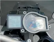  ??  ?? Screen on the left gives visual access to the KTM’S many menus, right screen provides essential on-the-move info.