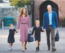  ?? Picture: AFP ?? The Cambridges arrive at school in London