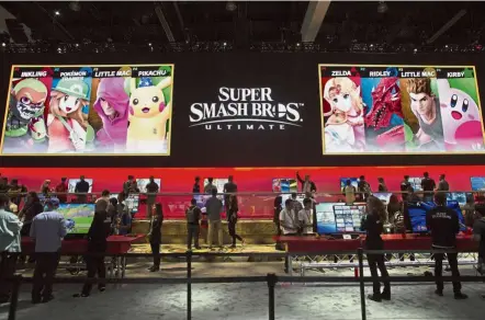  ??  ?? Nintendo announced a slate of new titles for Switch, including Smash Bros Ultimate, which will feature the biggest roster in the history of the series, bringing back every single character who’s ever been included in a previous Smash Bros game. —...