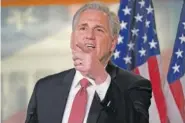  ?? AP PHOTO/SUSAN WALSH ?? House Minority Leader Kevin McCarthy of California speaks during a news conference on Capitol Hill in Washington on Thursday.