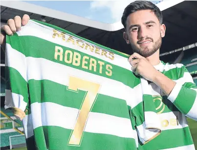  ?? Picture: SNS. ?? Patrick Roberts at Celtic Park after securing his return on loan from Manchester City.