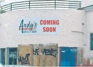  ?? MIKE MAYO/STAFF ?? Andy’s Live Fire Grill + Bar is coming to the site of the former Ernie’s Bar-B-Q on South Federal highway in Fort Lauderdale. Ernie’s, a Fort Lauderdale mainstay for 60 years, closed in 2017.