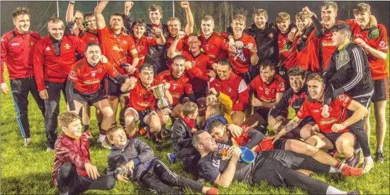  ??  ?? St Mary’s players celebrate winning the club’s 7th U21 championsh­ip after defeating Shamrock Gaels in Tourlestra­ne. Pic: Tom Callanan.