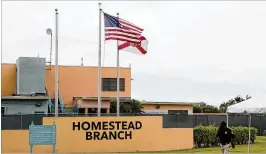  ?? JOE SKIPPER / GETTY IMAGES ?? The front of the Homestead Temporary Shelter for Unaccompan­ied Children is shown Tuesday in Homestead. A revised proposal would give Department of Homeland Security the authority to use $7 billion to pay for family detention centers.