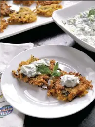  ??  ?? Curried Onion Fritters With Mint Raita