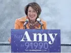  ?? ANTHONY SOUFFLE/AP ?? 2020 candidate Amy Klobuchar, the first woman elected to the U.S. Senate from Minnesota, emphasizes her Midwestern roots.