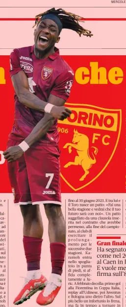  ?? GETTY ?? In volo L’attaccante Yann Karamoh, 24 anni: 22 presenze e 5 gol nel primo anno al Torino