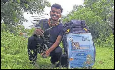  ?? HT PHOTO ?? Siddharth Ganai, a 23-year-old Bhiwandi resident, during his 80-day walk to Mount Everest.