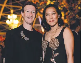  ?? ?? There is a serious downside in Meta encrypting its message services. Pictured are Meta chief executive Mark Zuckerberg and his wife Priscilla Chan in early March. Picture: Reliance/AFP