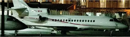  ?? ?? By royal appointmen­t: Prince Albert of Monaco, pictured right yesterday, flew in to the Glasgow summit on this private jet