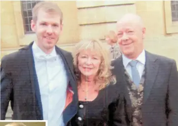  ??  ?? Proud day: Luke Holland with his parents Rita and Phillip at his Oxford University graduation. He was their only child