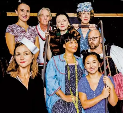  ?? AARON RUMLEY ?? The cast of North Coast Repertory Theatre’s “Into the Breeches.” Back row from left: Rosemarie Chandler, James Newcomb, Katie MacNichol and Shana Wride. Front row from left: Melanie Lora, Taylor Henderson, Mikaela Macias and Geno Carr.