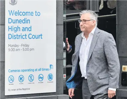  ?? PHOTO: LINDA ROBERTSON ?? Barry Kloogh leaves the Dunedin District Court after he was released on bail in February.