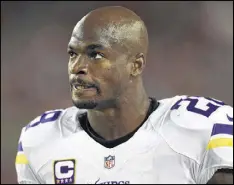  ?? GETTY IMAGES FILE ?? Adrian Peterson played his first 10 NFL seasons for the Vikings, compiling a franchise-record 11,747 rushing yards, 16th on the NFL’s all-time list.