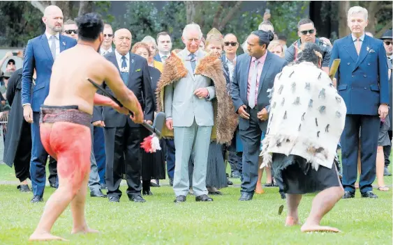  ?? Photo / Getty Images ?? Prince Charles watches a po¯whiri during the royal couple’s visit to Waitangi yesterday.