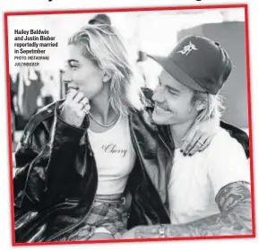  ?? PHOTO: INSTAGRAM/ JUSTINBIEB­ER ?? Hailey Baldwin and Justin Bieber reportedly married in Sepetmber